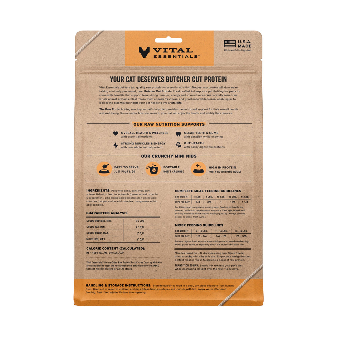 Vital Essentials Cat Freeze-Dried Pork Mini Nibs (12oz)