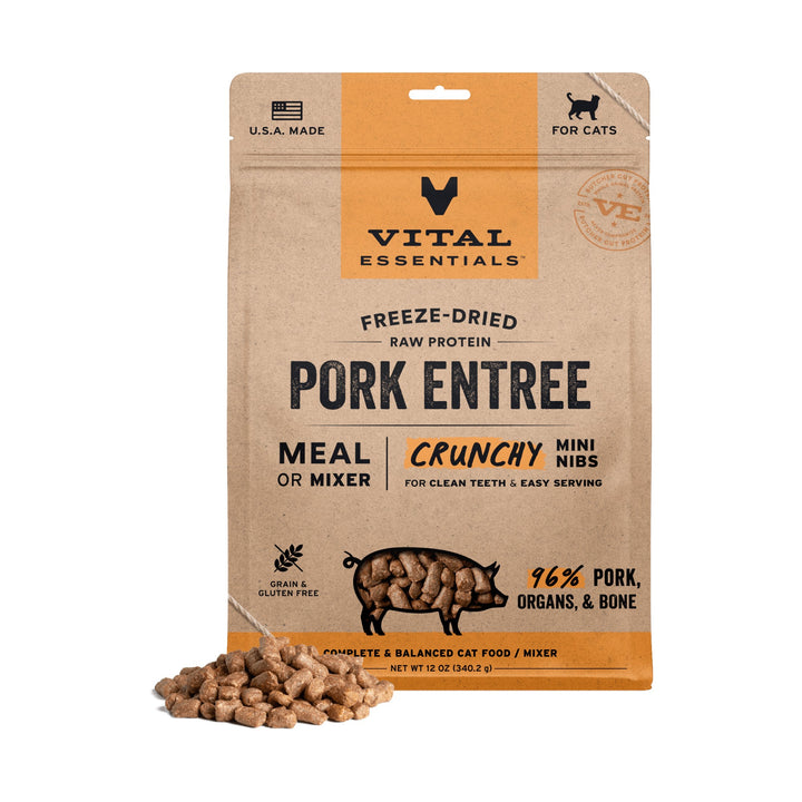 Vital Essentials Cat Freeze-Dried Pork Mini Nibs (8oz)