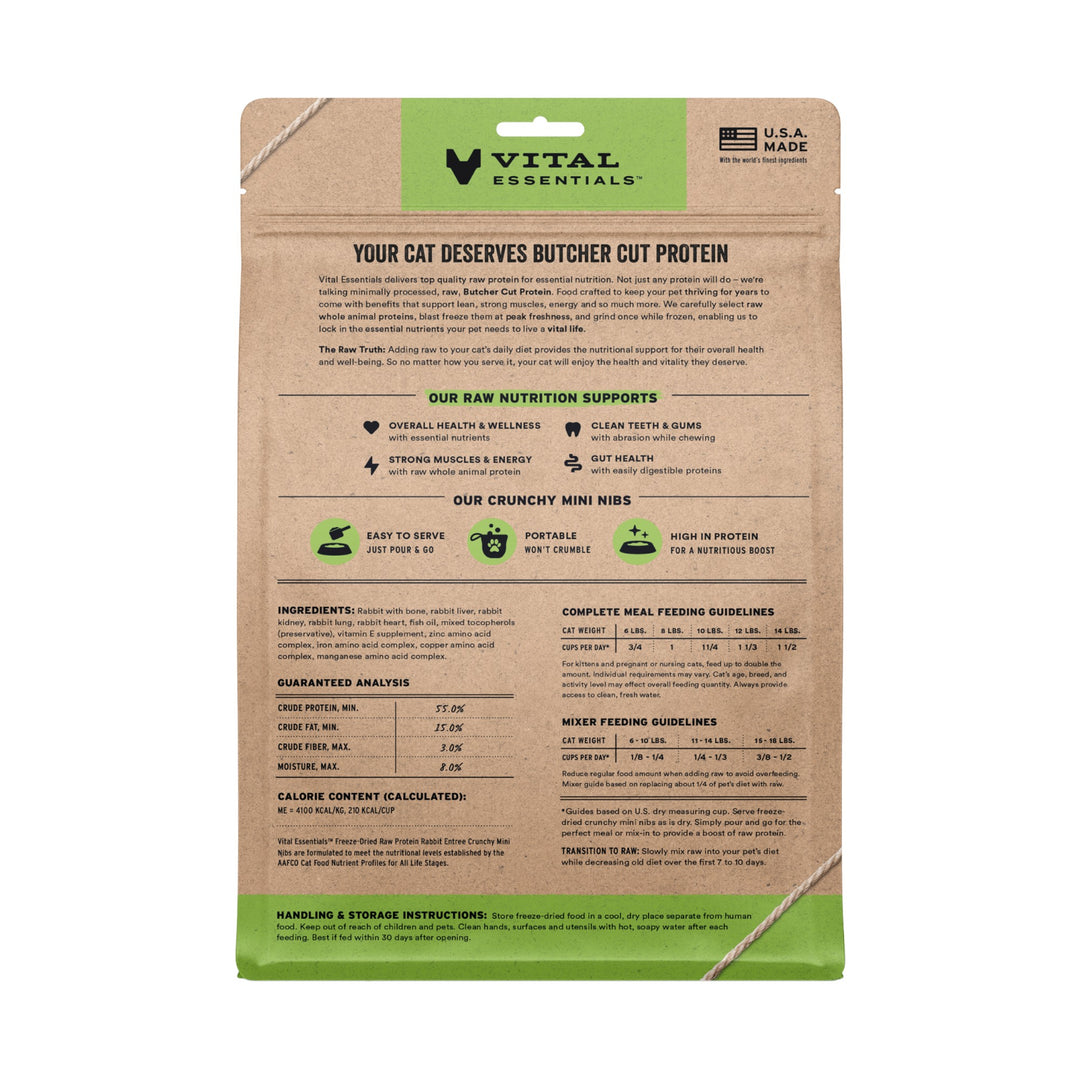Vital Essentials Cat Freeze-Dried Rabbit Mini Nibs (12oz)