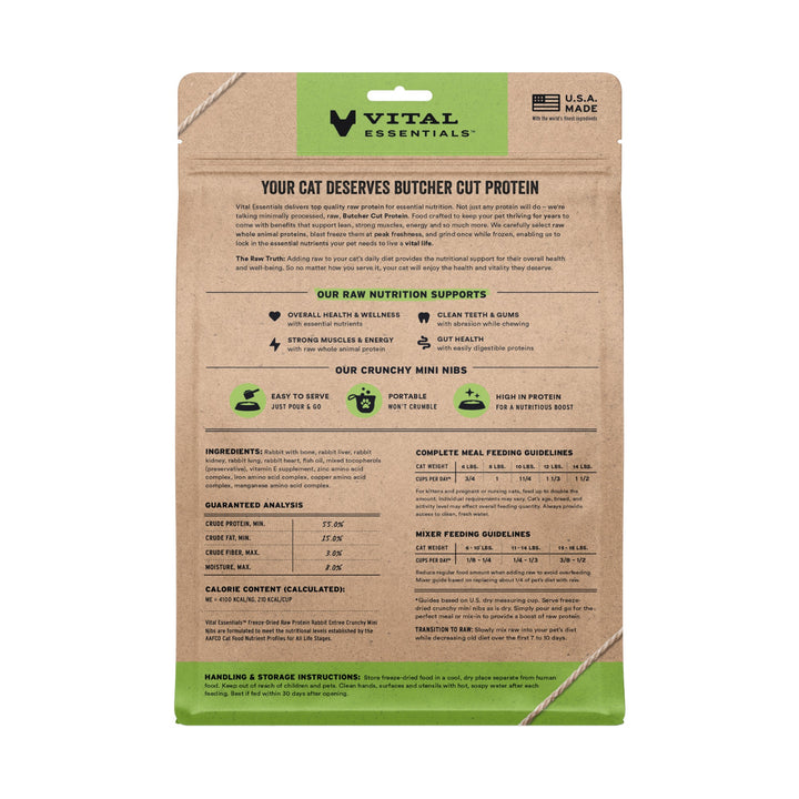 Vital Essentials Cat Freeze-Dried Rabbit Mini Nibs (12oz)