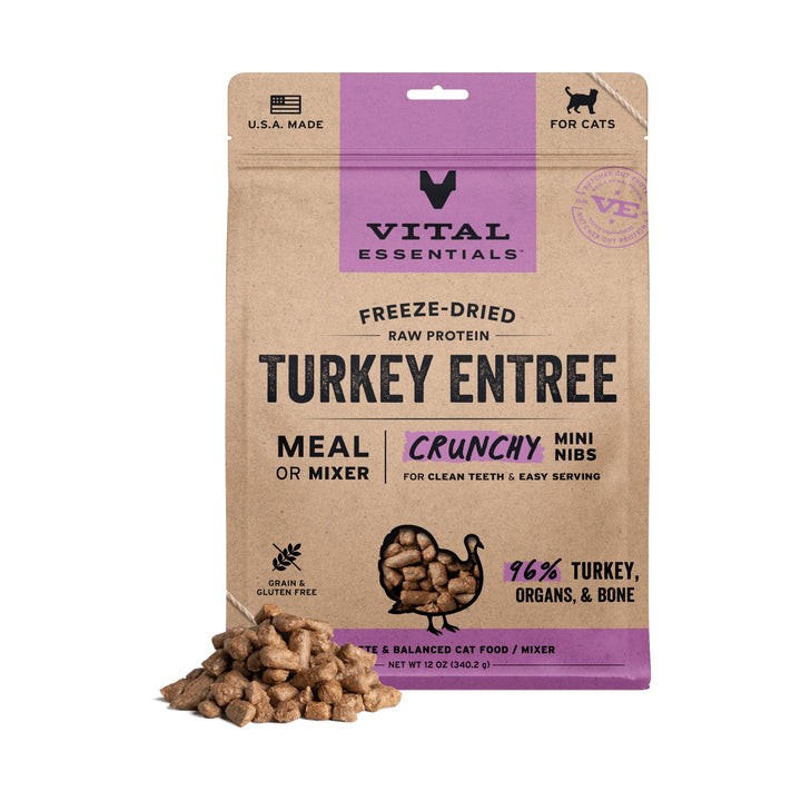 Vital Essentials Cat Freeze-Dried Turkey Mini Nibs (12oz)