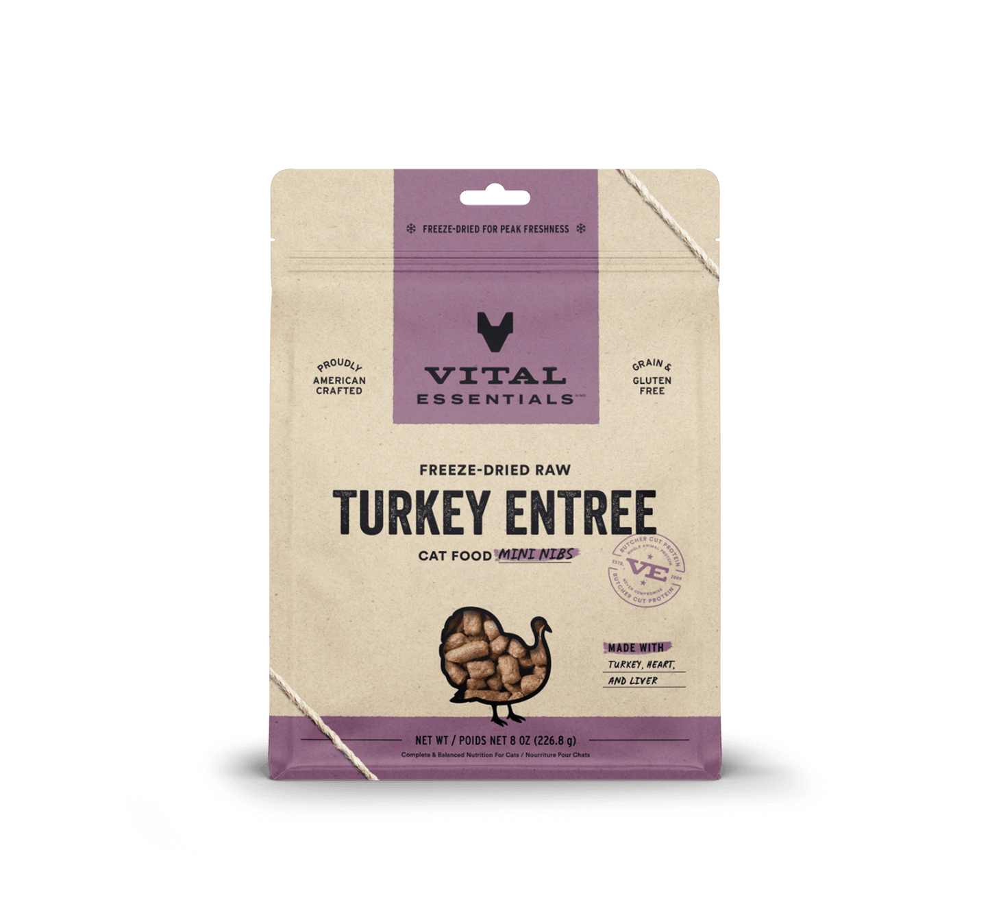 Vital Essentials Cat Freeze-Dried Turkey Mini Nibs (8oz)