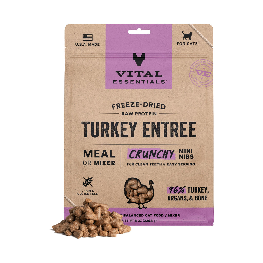 Vital Essentials Cat Freeze-Dried Turkey Mini Nibs (8oz)