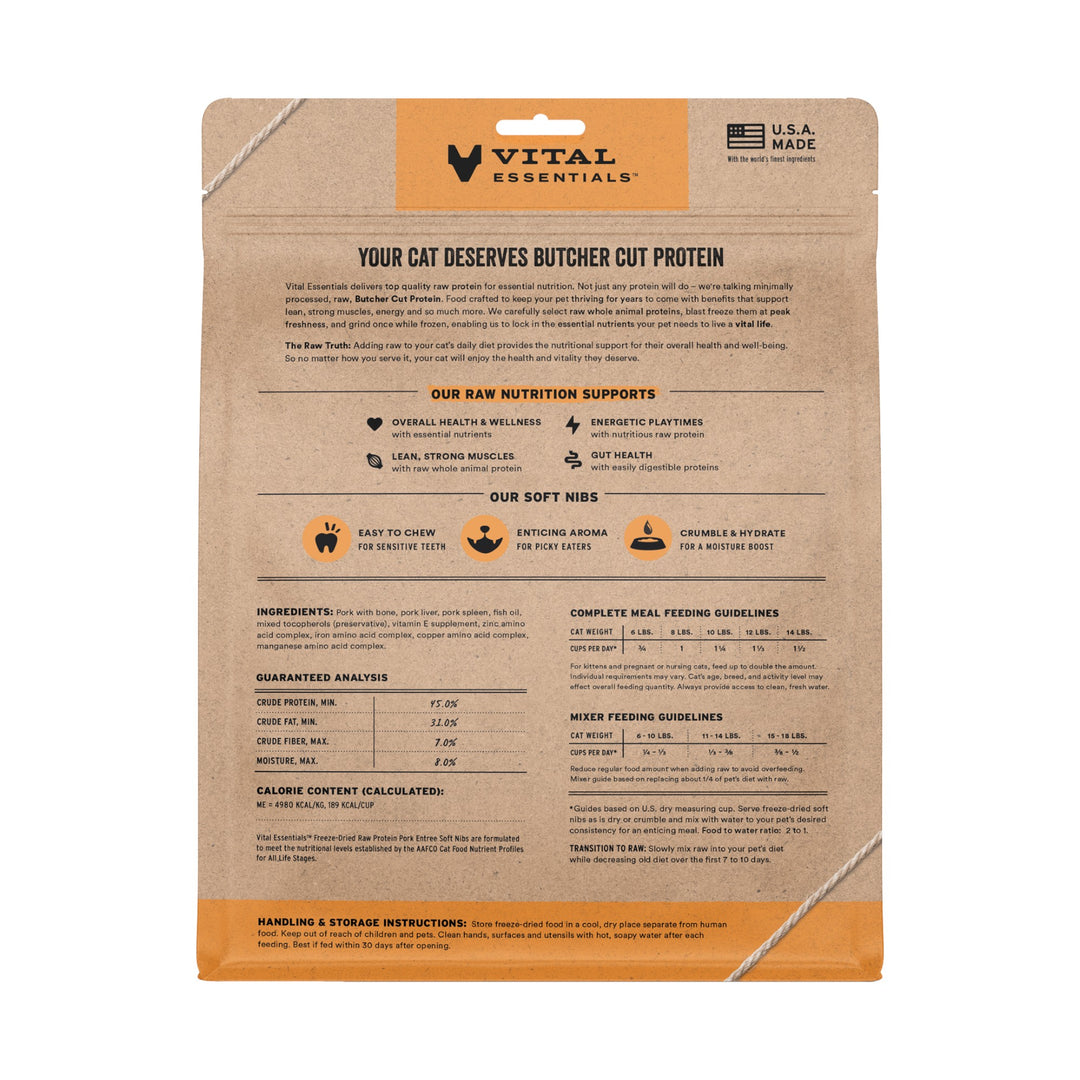 Vital Essentials Cat Freeze-Dried Pork Mini Nibs (8oz)