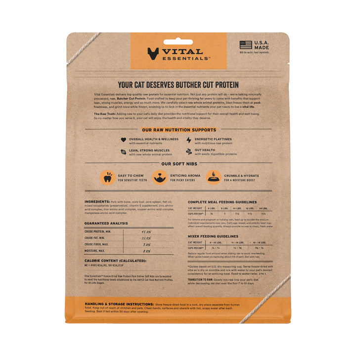 Vital Essentials Cat Freeze-Dried Pork Mini Nibs (8oz)