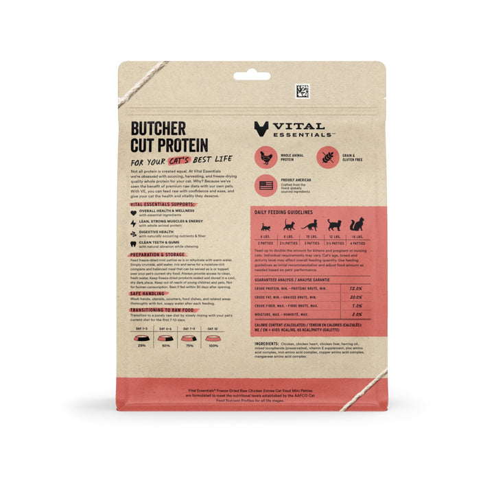 Vital Essentials Cat Freeze-Dried Chicken Mini Patties (8oz)