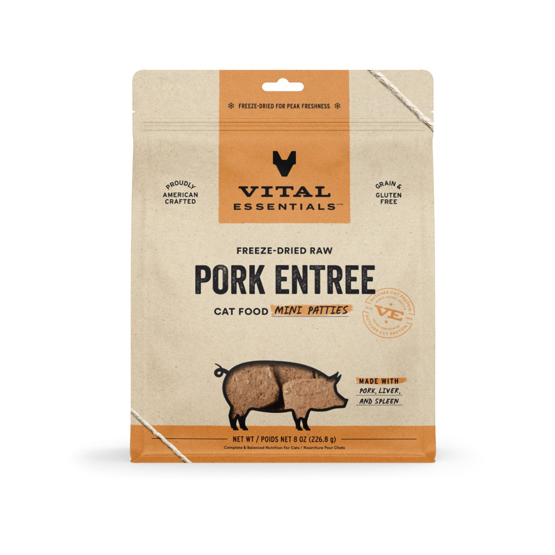 Vital Essentials Cat Freeze-Dried Pork Mini Patties (8oz)