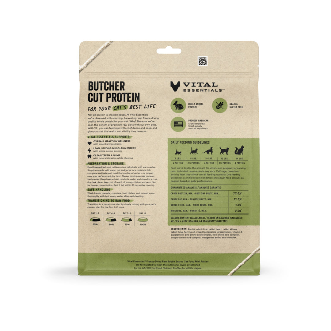 Vital Essentials Cat Freeze-Dried Rabbit Mini Patties (8oz)