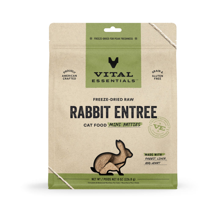 Vital Essentials Cat Freeze-Dried Rabbit Mini Patties (8oz)