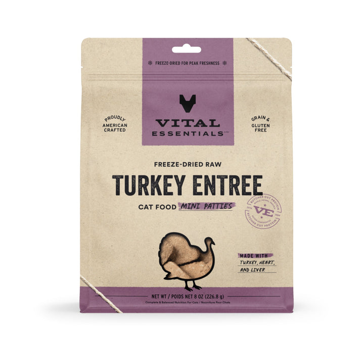 Vital Essentials Cat Freeze-Dried Turkey Mini Patties (8oz)