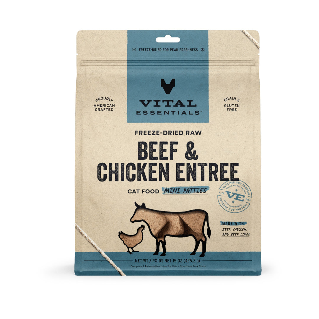 Vital Essentials Cat Freeze-Dried Beef &amp; Chicken Mini Patty (8oz)