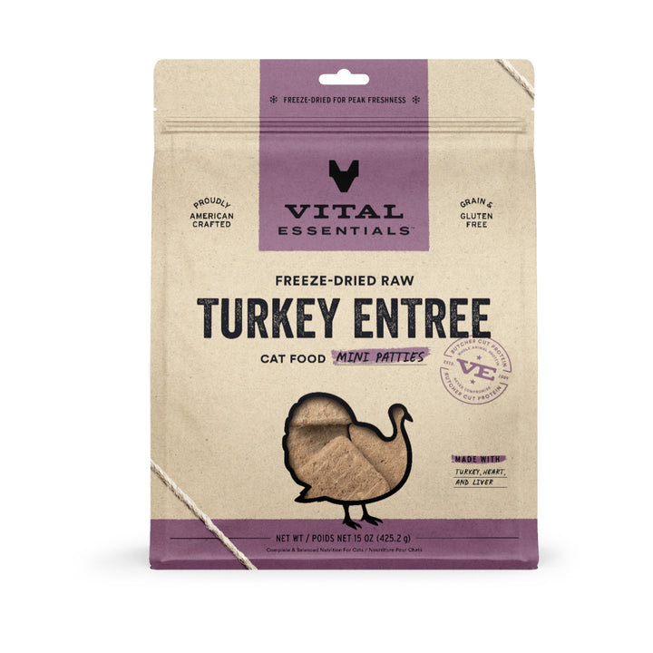 Vital Essentials Cat Freeze-Dried Turkey Mini Patty (15oz)