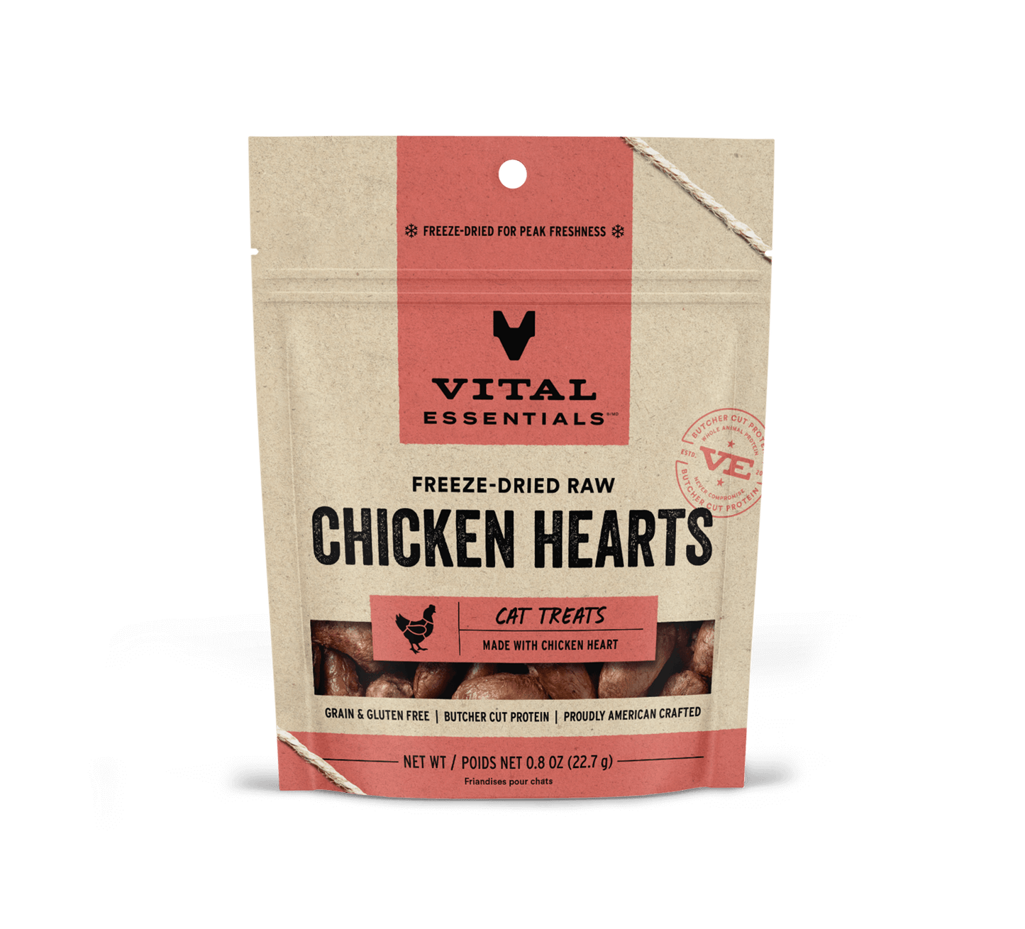 Vital Essentials Cat Freeze-Dried Chicken Hearts Treat (0.8oz)
