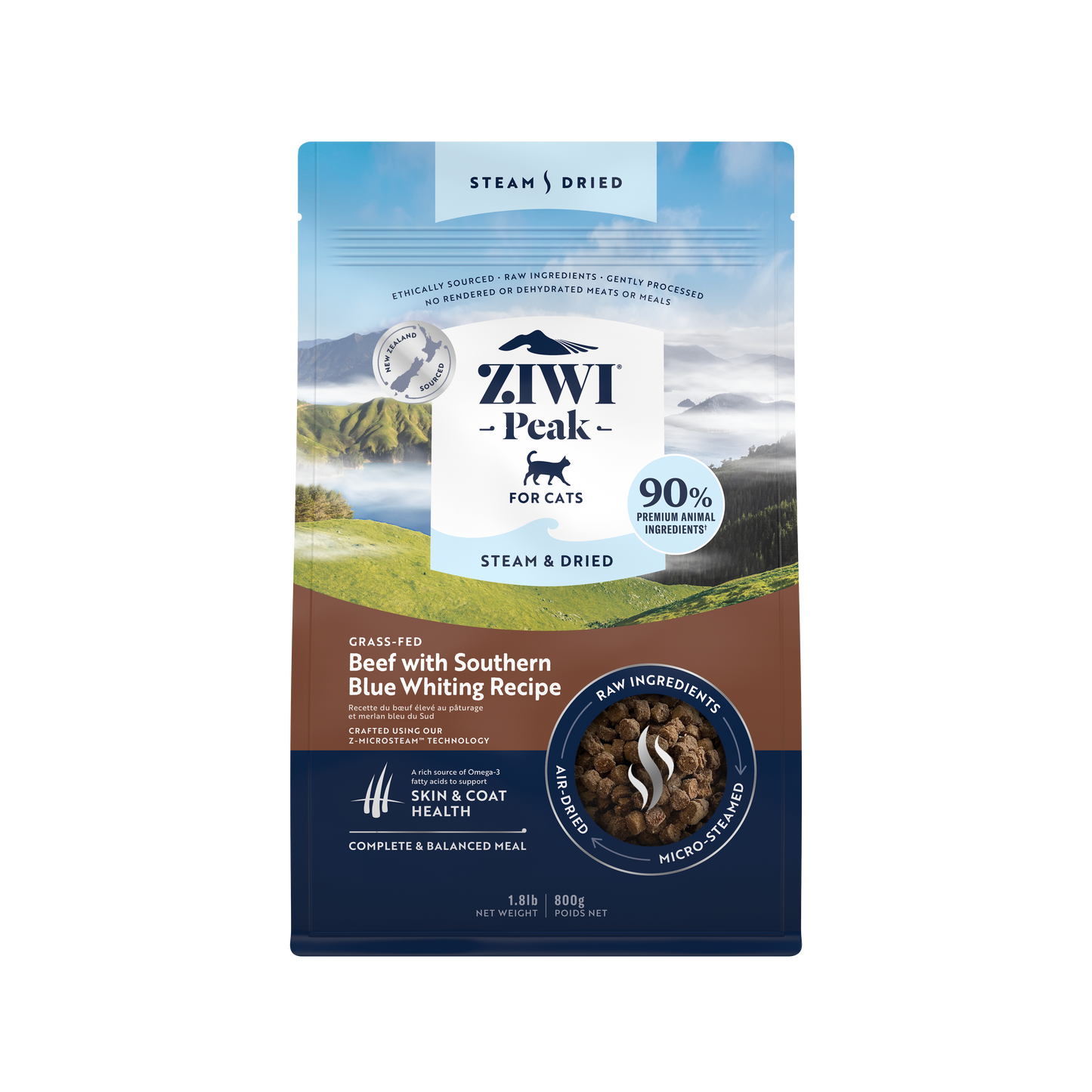 Ziwi Ziwipeak Cat Steam & Dried Beef with Southern Blue Whiting (2.2kg)