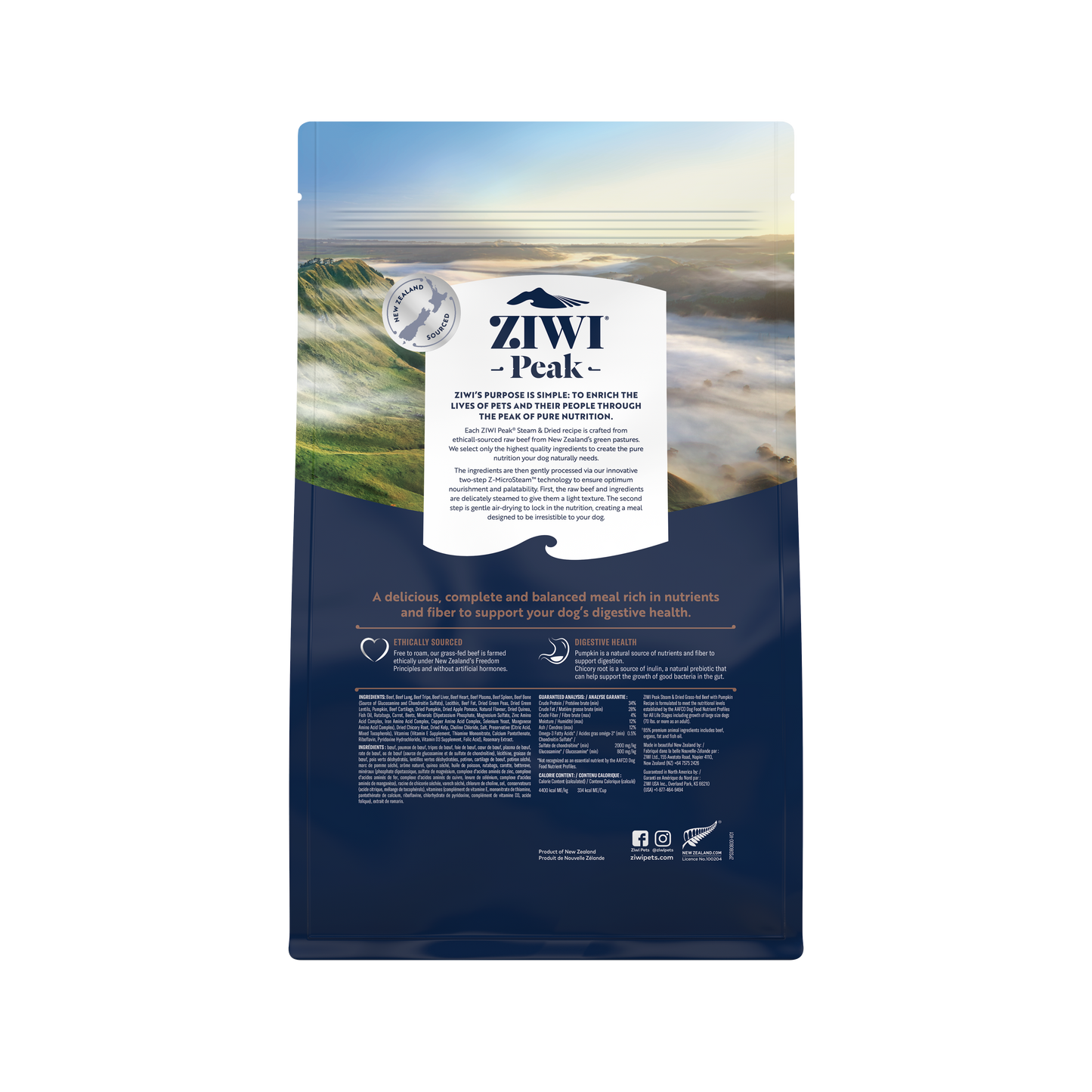 Ziwi Ziwipeak Dog Steam & Dried Beef & Pumpkin (800g)