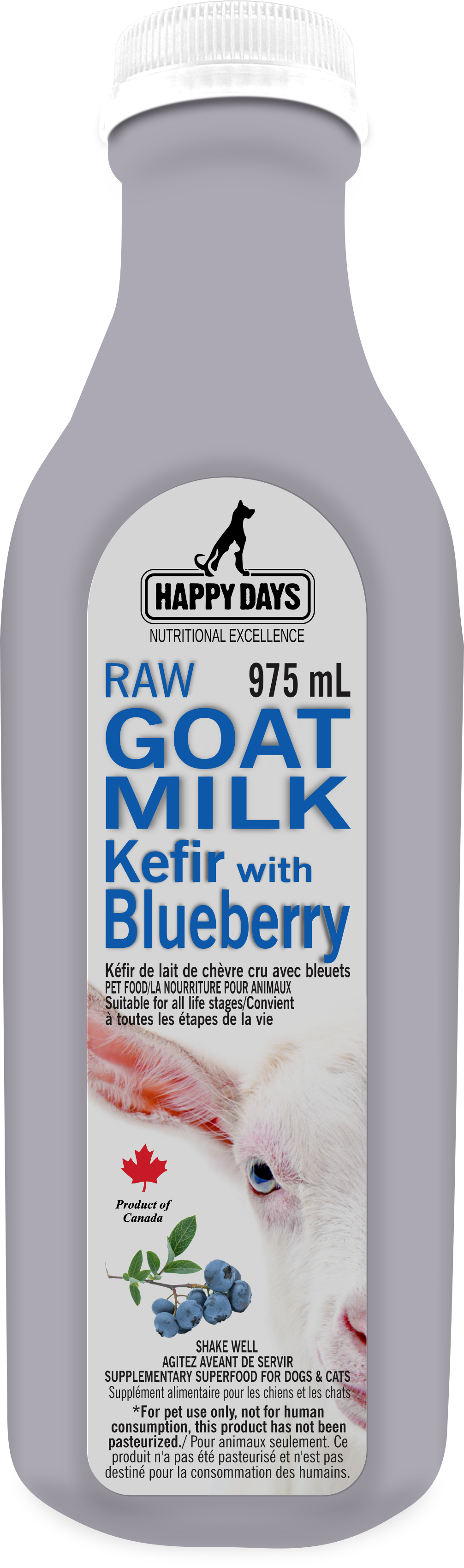 Happy Days Raw Fermented Goat Milk Kefir With Blueberry (975ml)