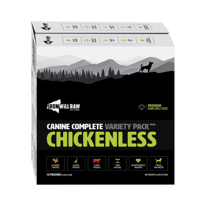 Iron Will Raw Canine Complete Chickenless Variety Pack (12lb)