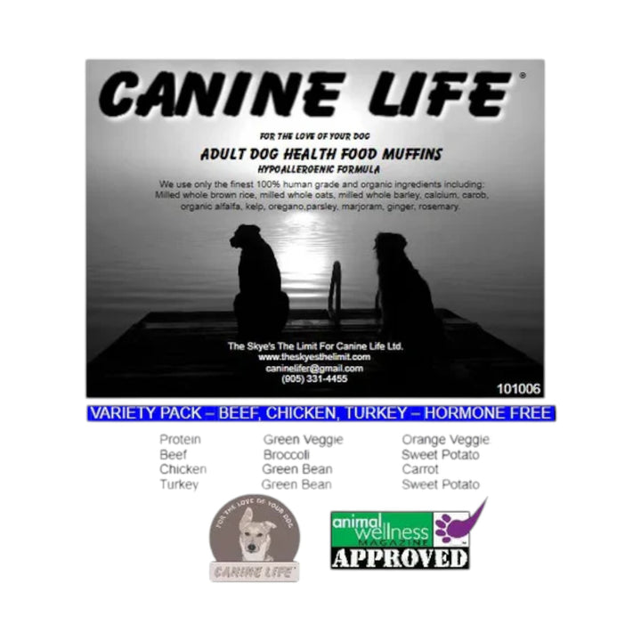 Canine Life Dog Gently Cooked Beef/Chic/Turk Variety Muffin Pack (20pc)