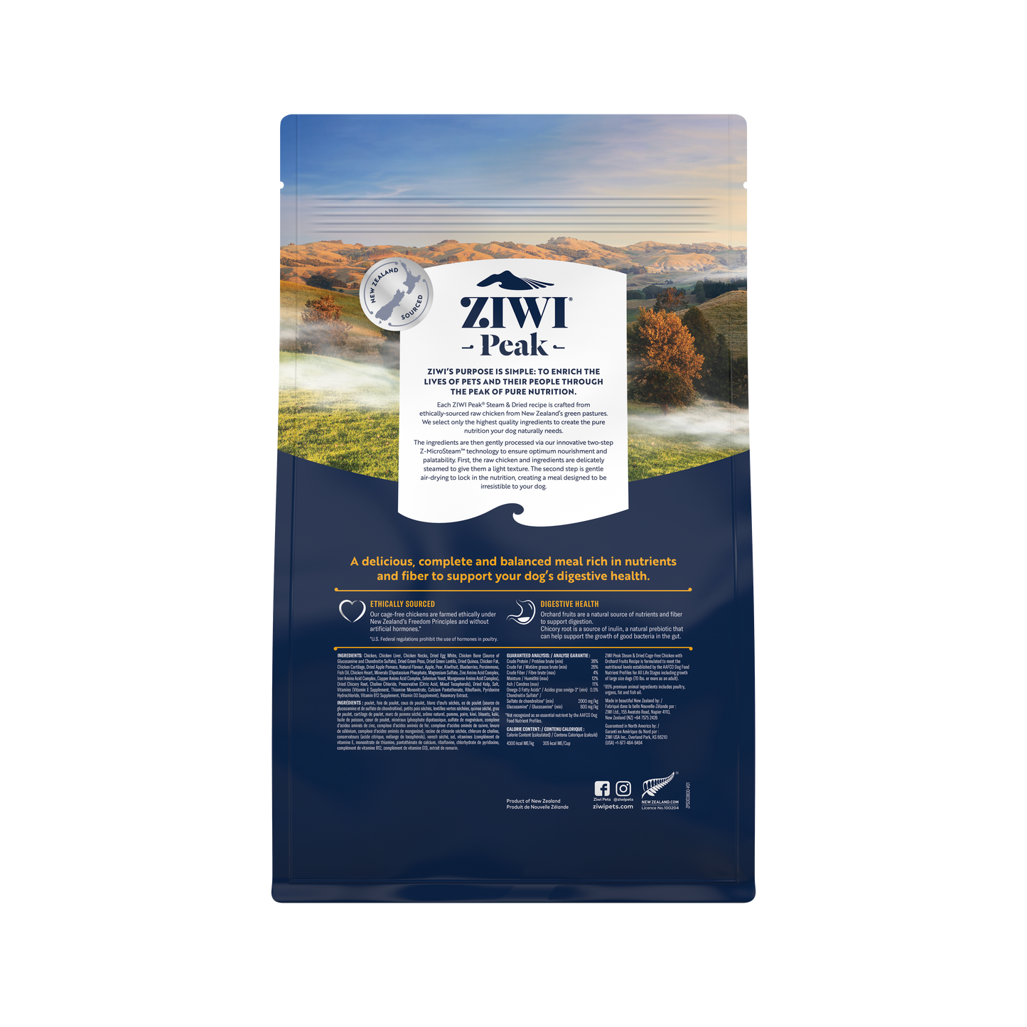 Ziwi Ziwipeak Dog Steam & Dried Chicken & Fruit (800g)