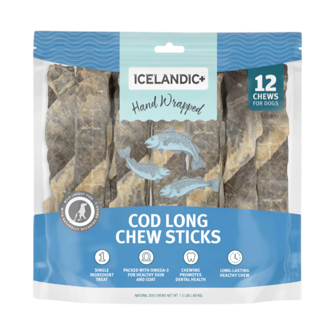 Icelandic+ Cod Long Skin Chew Stick 10" (12pc)
