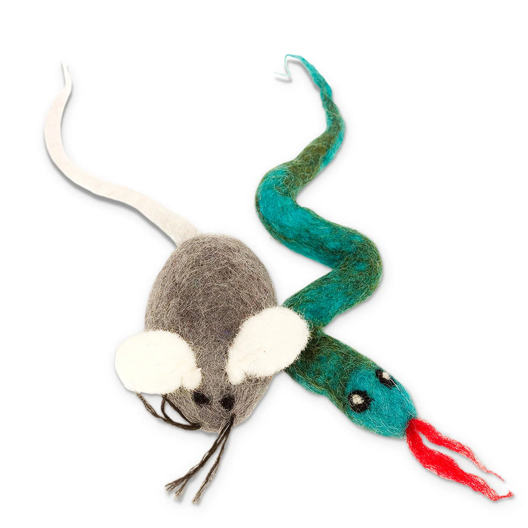 Karma Cat Wool Felt Mouse &amp; Snake (2pc)