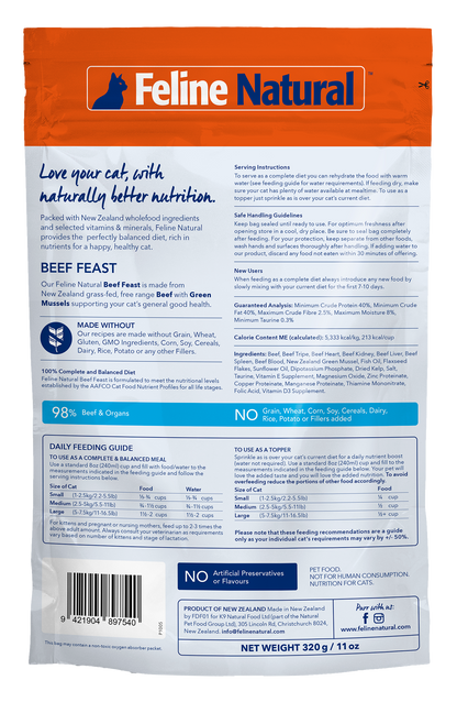 Feline Natural Freeze-Dried Beef Feast (320g)