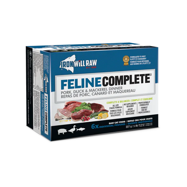 Iron Will Raw Feline Complete Pork, Duck & Mackerel Dinner - 3 lb