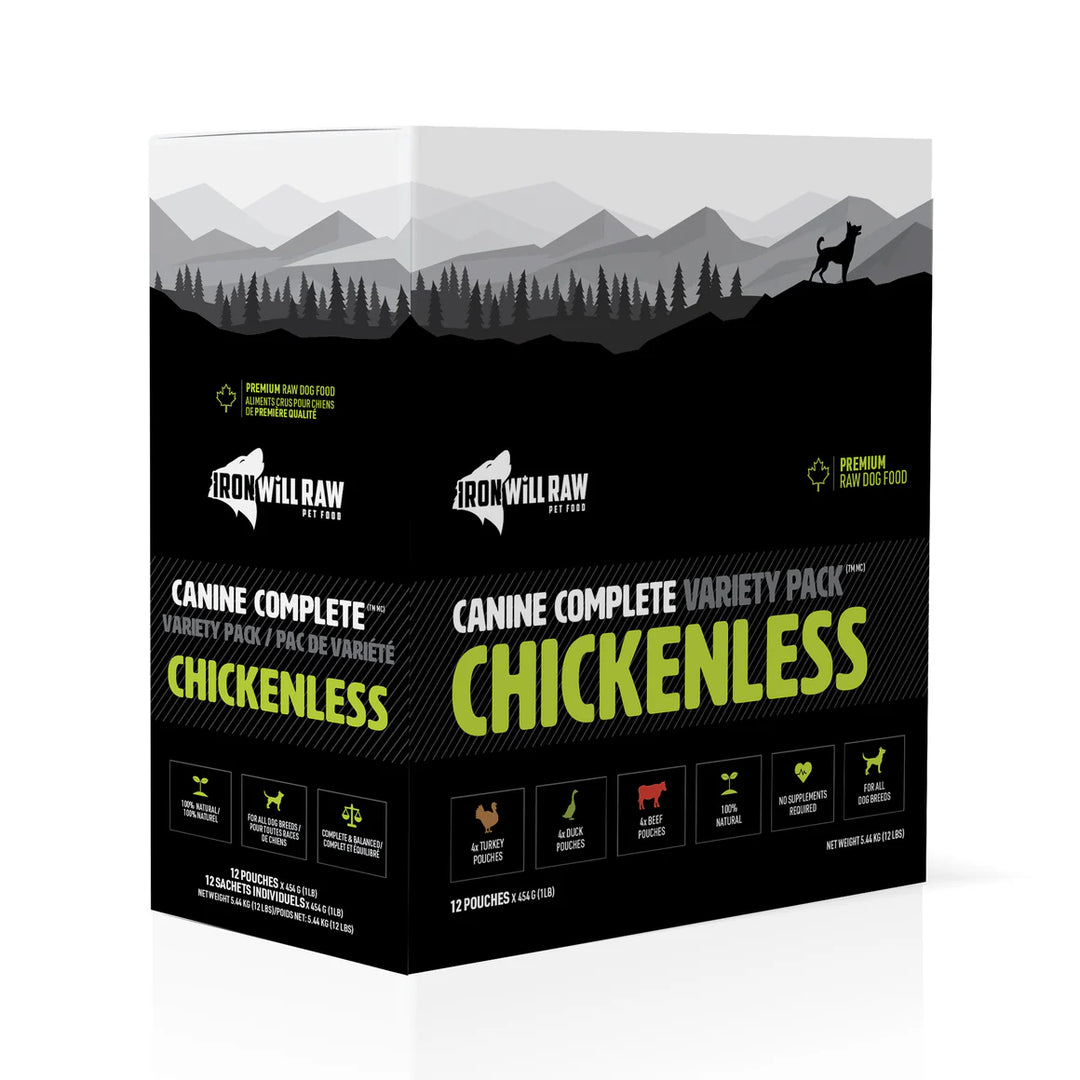 Iron Will Raw Canine Complete Chickenless Variety Pack (12lb)