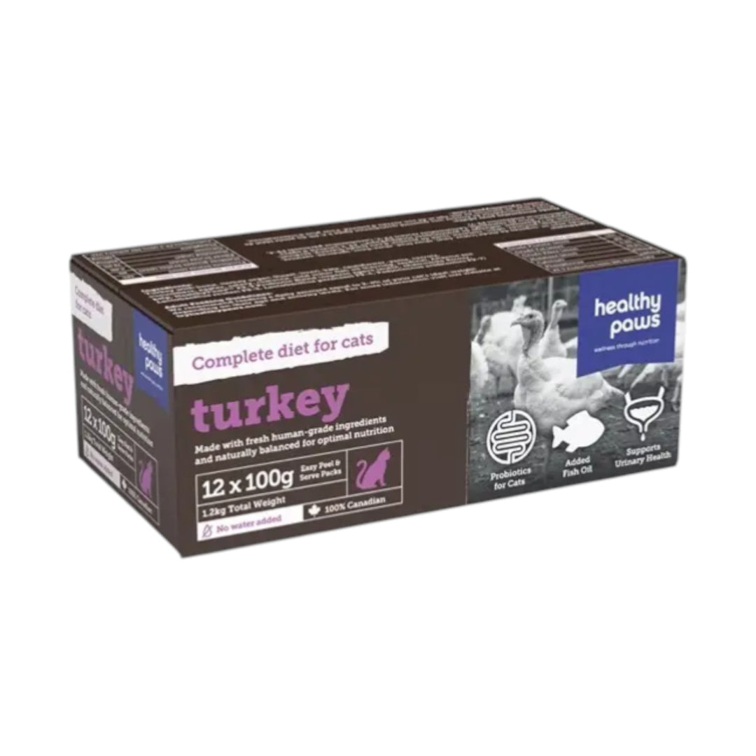 Healthy Paw Cat Turkey Complete Raw Food (12x100g)