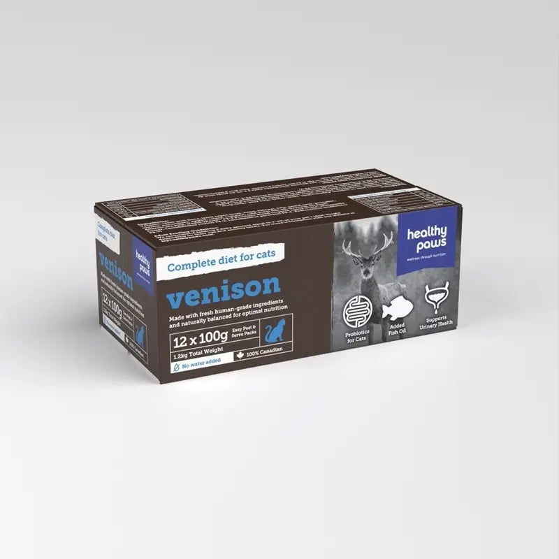 Healthy Paw Complete Raw Cat Food - Venison 12x100g