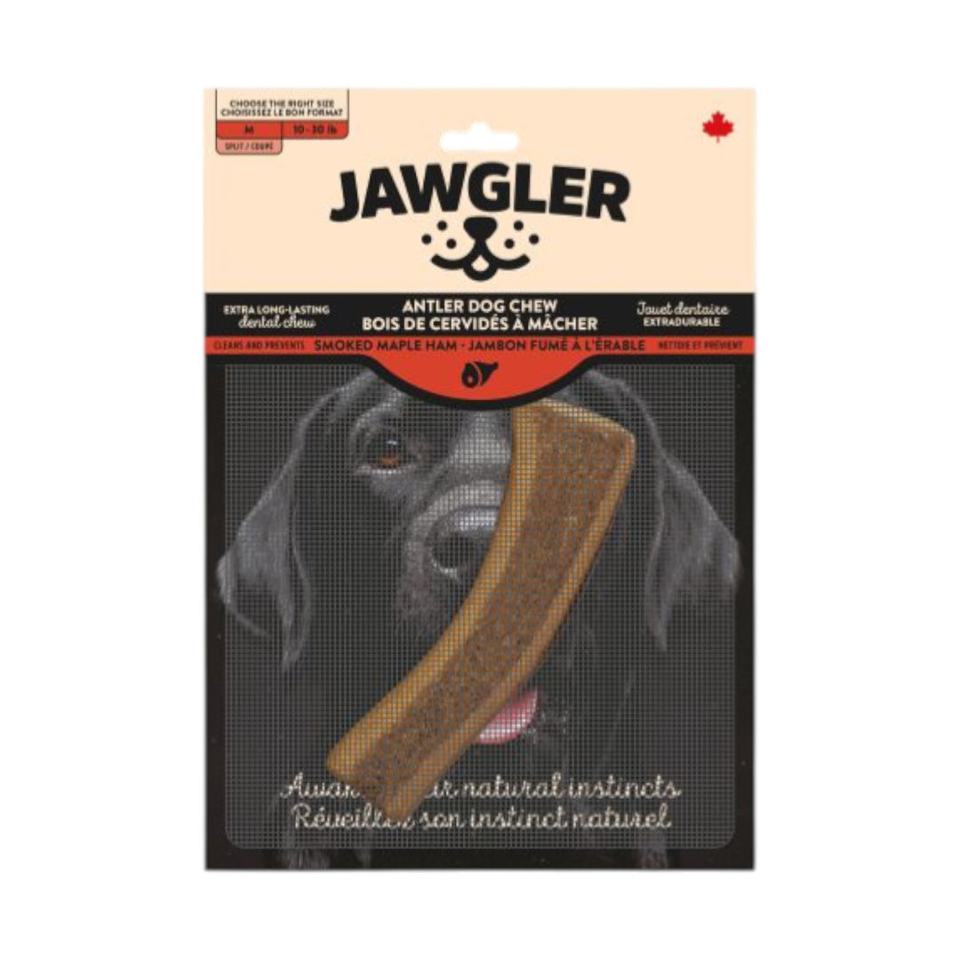 Jawgler Antler Dog Chew, Split Smoked Ham, Medium 1pc