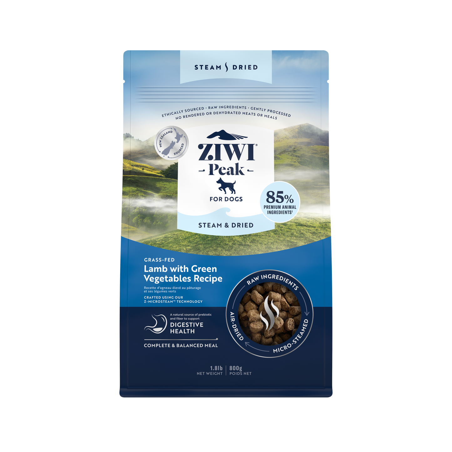 Ziwi Ziwipeak Dog Steam & Dried Lamb & Green Veggies (800g)