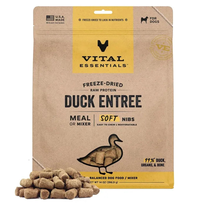 Vital Essentials Duck Entree Soft Nibs Dog Food 14oz