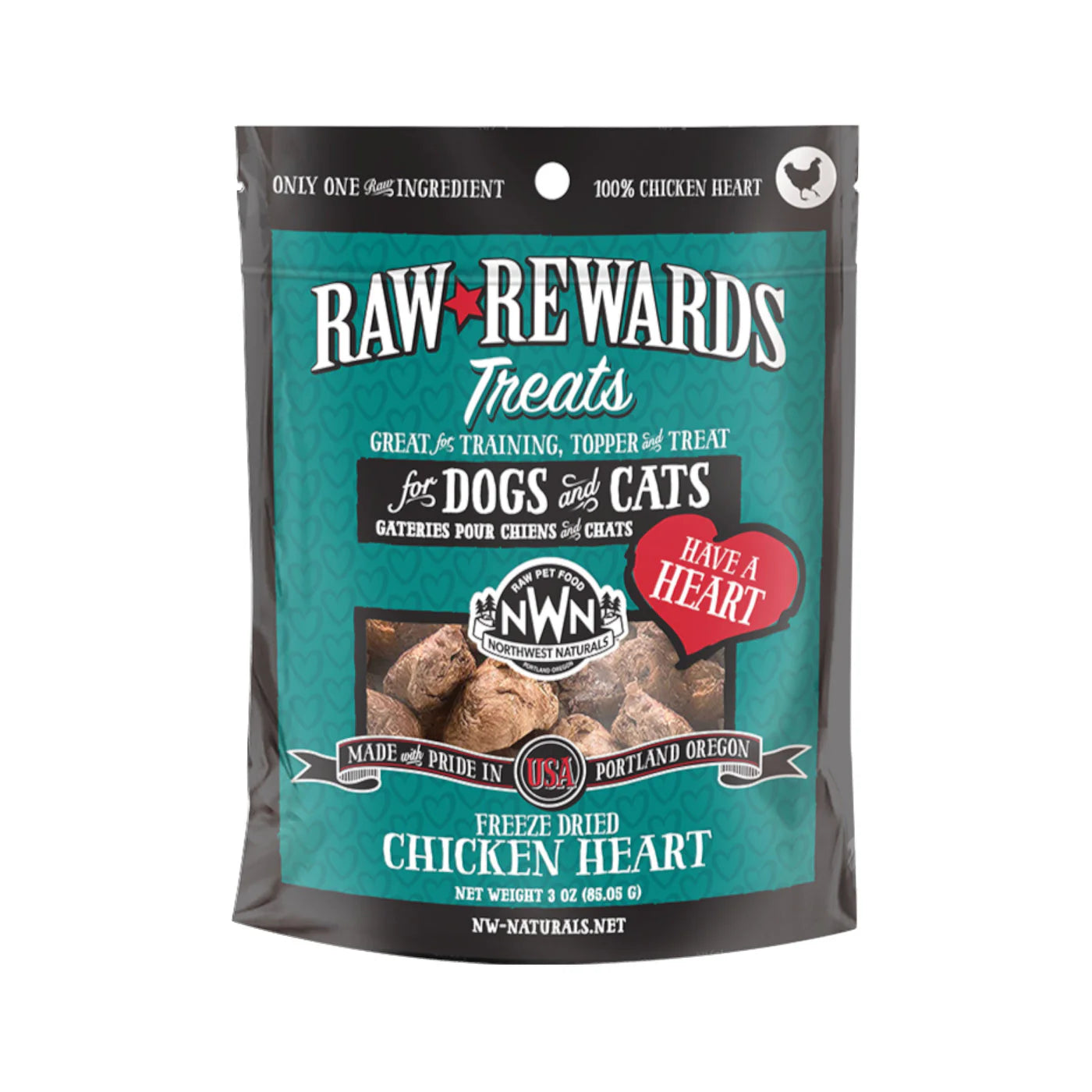 NWN RAW REWARDS FD CHIC HEARTS 3OZ