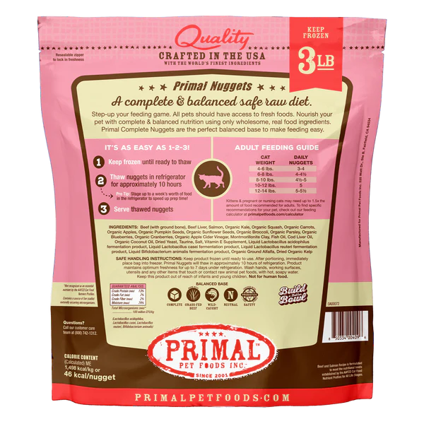 PRIMAL FREEZE DRIED BEEF/SAL CAT 5.5OZ - Tail Blazers Etobicoke