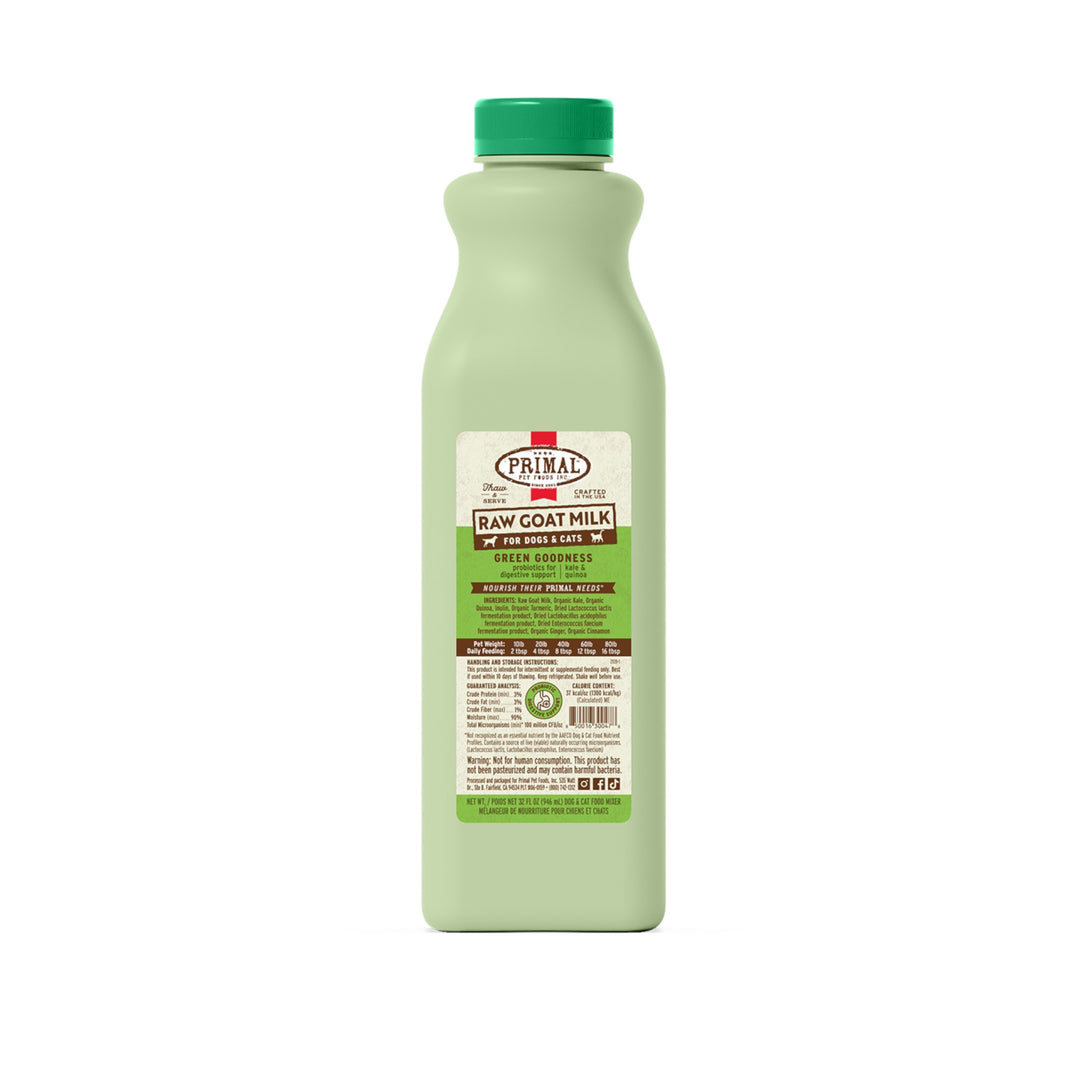 Primal Raw Frozen Goat Milk Green Goodness For Dogs &amp; Cats (32oz)