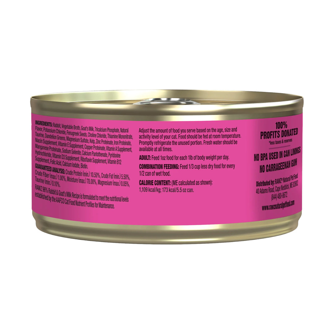 Rawz Rabbit &amp; Goats Milk Cat Can (5.5oz)