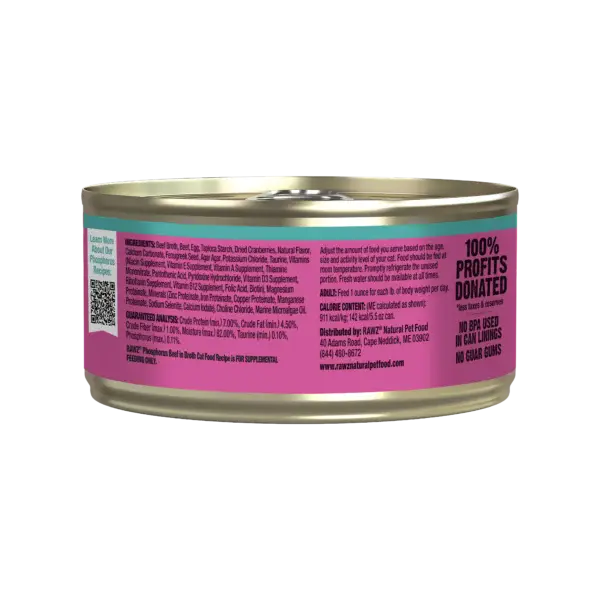 Rawz Low Phosphorus Beef Pate Cat Can 5.5oz