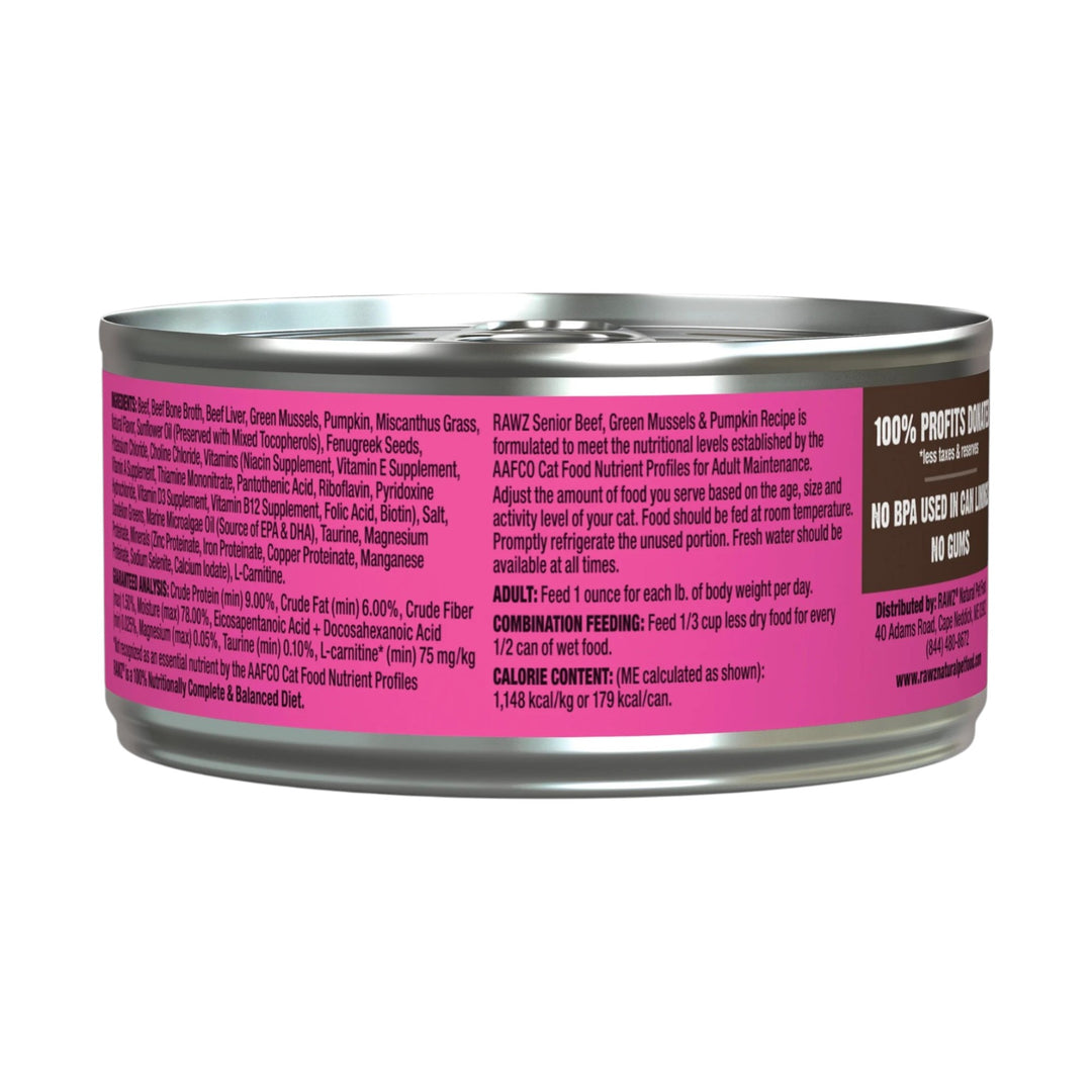 Rawz Senior Beef, Green Mussels &amp; Pumpkin Cat Can (5.5oz)