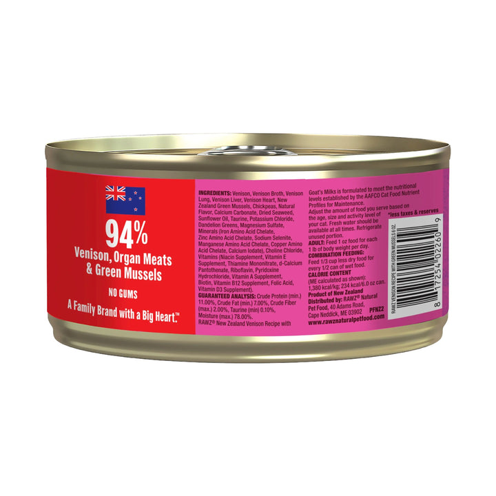 Rawz 94% Venison/Green Mussel Cat Pate (6oz)