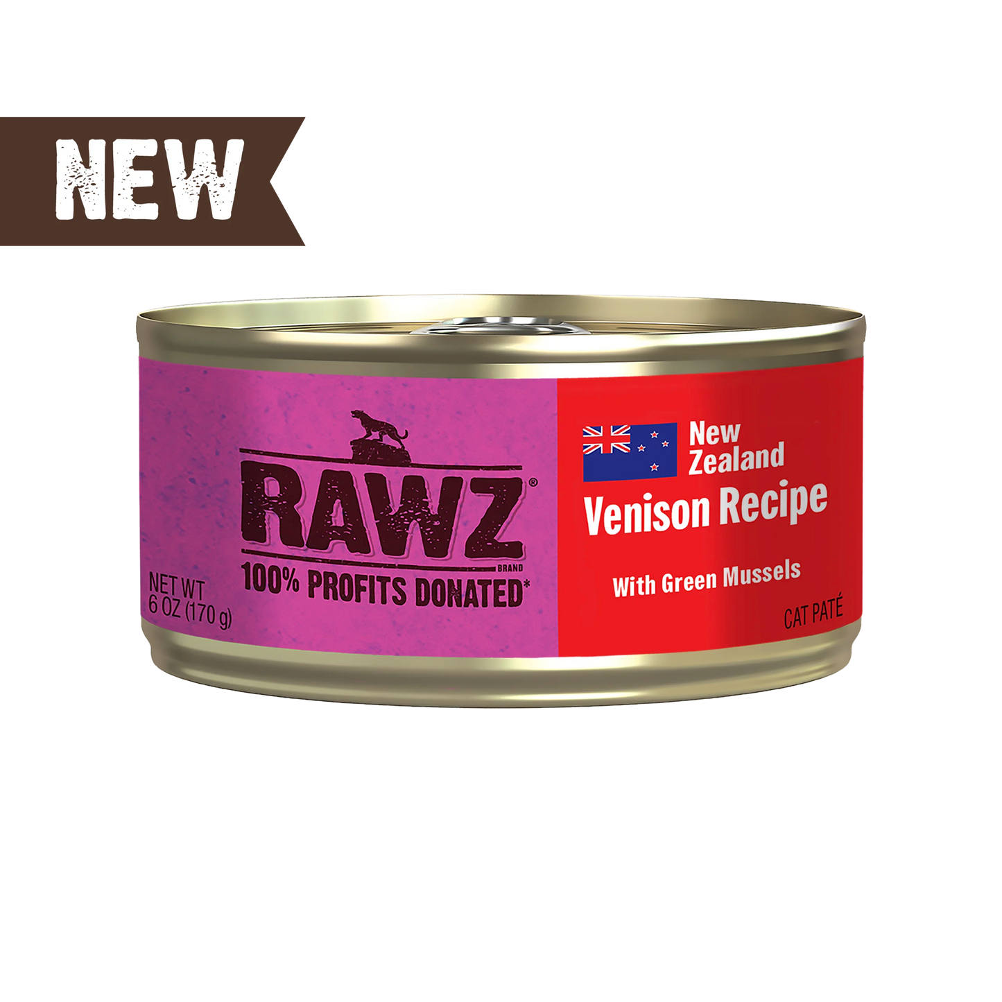 RAWZ 94% Venison/Green Mussel Cat Pate 6oz