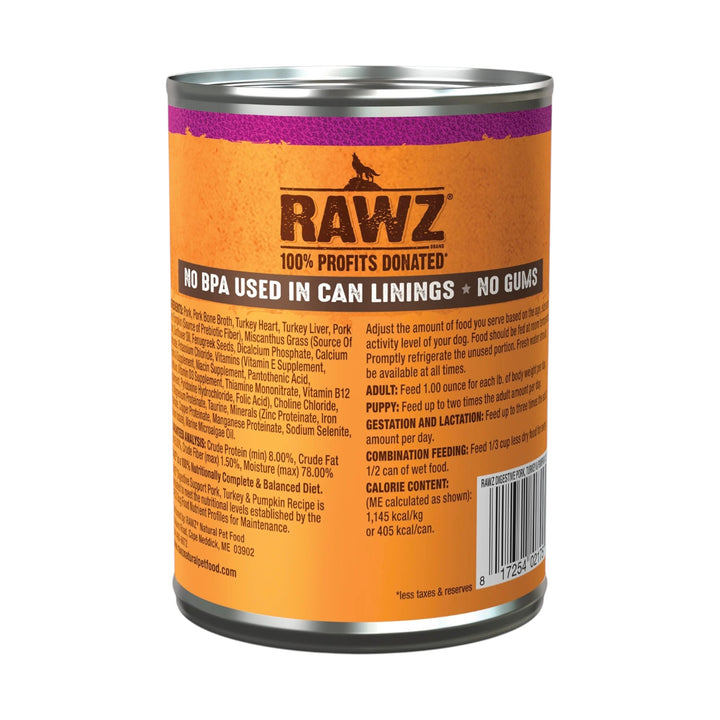 Rawz Digestive Pork, Turkey &amp; Pumpkin Canned Dog Food (12.5oz)