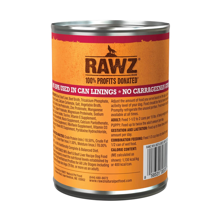 Rawz Beef &amp; Beef Liver Canned Dog Food (12.5oz)