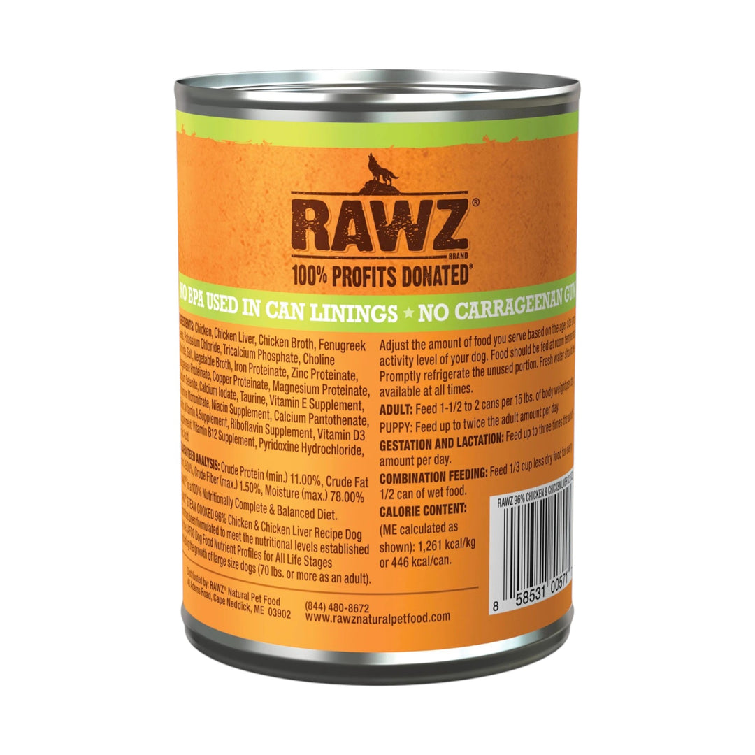 Rawz Chicken &amp; Chicken Liver Canned Dog Food (12.5oz)