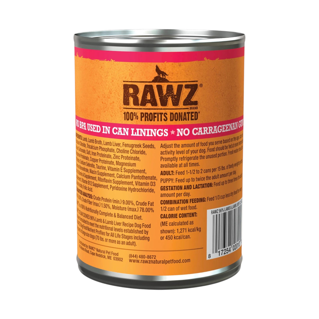 Rawz Lamb &amp; Lamb Liver Canned Dog Food (12.5oz)