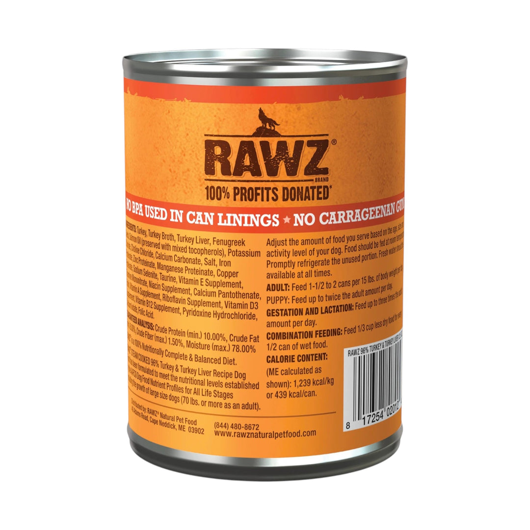 Rawz Turkey &amp; Turkey Liver Canned Dog Food (12.5oz)