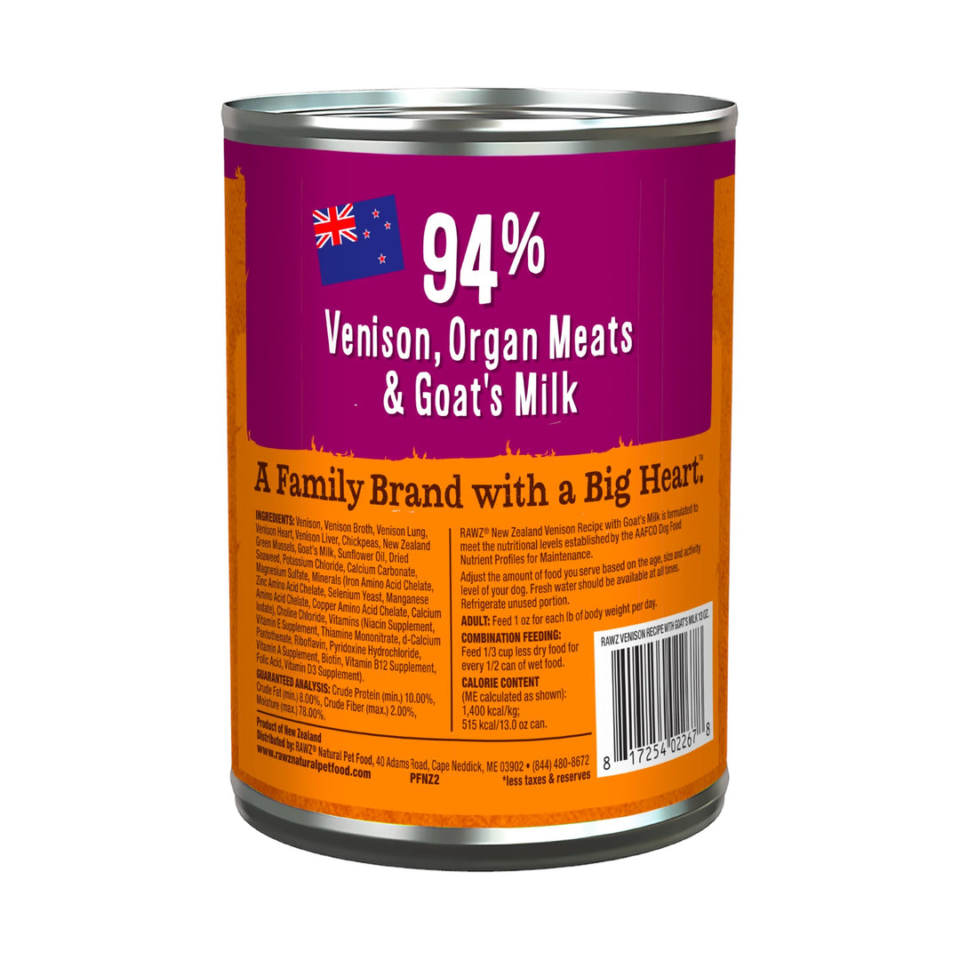 Rawz 94% Venison/Goat Milk Dog Pate (13oz)