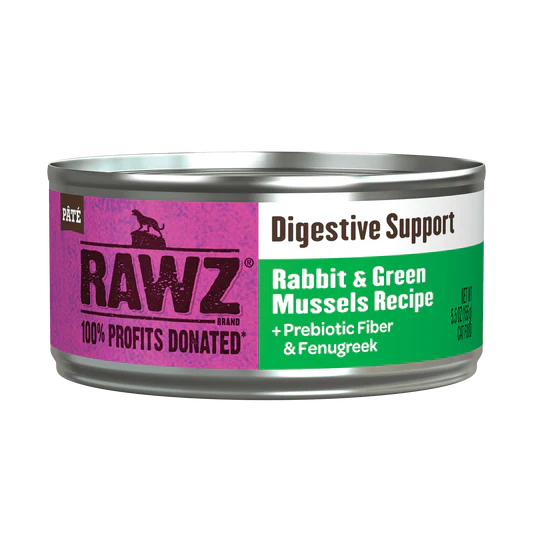 Rawz Digestive Support Rabbit & Green Mussels Cat Can (5.5oz)