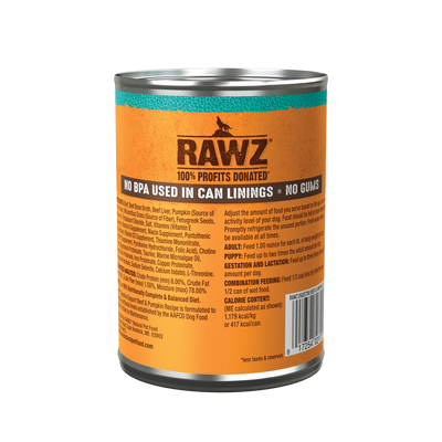 Rawz Digestive Beef & Pumpkin Canned Dog Food 12.5oz