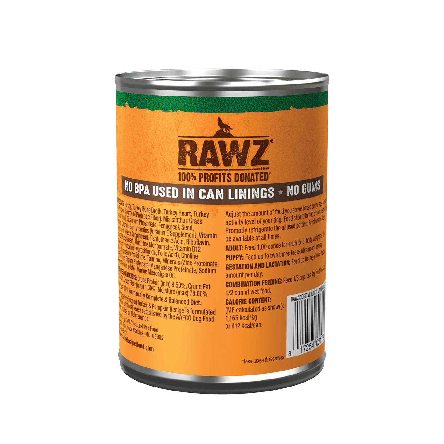 Rawz Digestive Turkey & Pumpkin Canned Dog Food 12.5oz